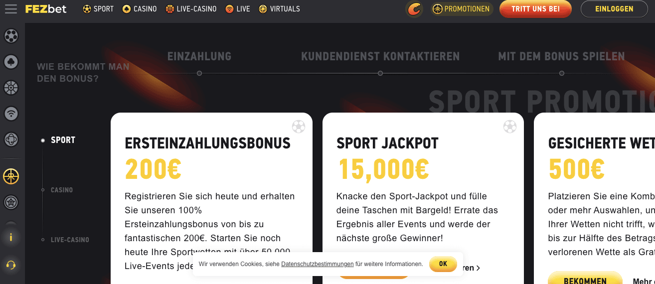 fezbet casino screenshot