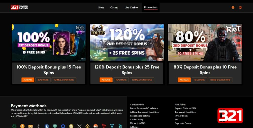 321 Crypto Casino Free Spins Bonus